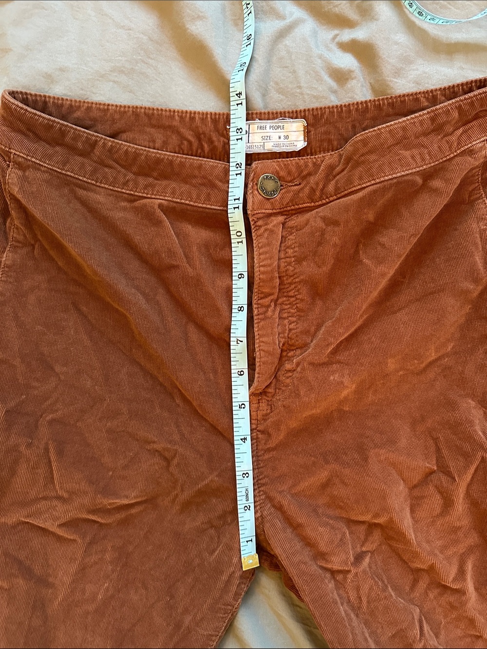Free People Brown Orange Float On Corduroy Flare Pants - Picture 5 of 13